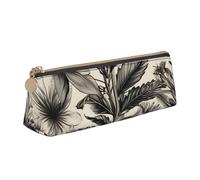 YANYU Floral Herbs Botanical Pattern Print Functional Pencil Case Large Capacity 8.3 x 2.2 x 2.4In Triangle Pouch with Zipper