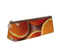 YANYU Fresh Orange Fruit Print Functional Pencil Case Large Capacity 8.3 x 2.2 x 2.4In Triangle Pouch with Zipper, White, One Size