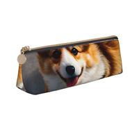 YANYU Funny Corgi Butt Brown Print Functional Pencil Case Large Capacity 8.3 x 2.2 x 2.4In Triangle Pouch with Zipper, White, One Size