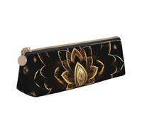 YANYU Gold Lotus Flowers Print Functional Pencil Case Large Capacity 8.3 x 2.2 x 2.4In Triangle Pouch with Zipper