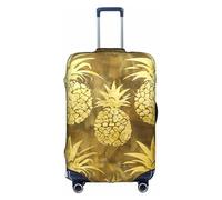 Yanyu gold pineapple background Print Universal Suitcase Cover Elastic Washable Travel Luggage Protector Adult Luggage, White, L