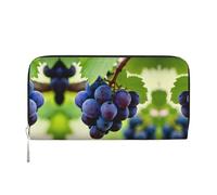 YANYU Grape Print Leather Hand Wallet Clutch for Women Casual and Travel Use All Occasions Wallet, Black, One Size, Art