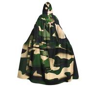 YANYU Green Army Digital Camouflage Print Unisex Adult Halloween Hooded Cloak Full Length Cloaks With Vibrant For Cosplay