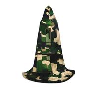 YANYU Green Army Digital Camouflage Print Unisex Hooded Cloak Variety Sizes For Halloween Cosplay Themed Parties Carnival