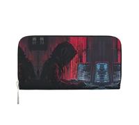 YANYU Hacker Attack Print Leather Hand Wallet Clutch for Women Casual and Travel Use All Occasions Wallet, Black, One Size, Art