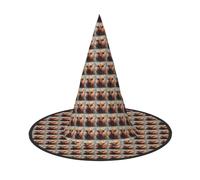 YANYU Highland Cow Print Carnival Unisex Costume Halloween Witch Hat For Parties Masquerades Role-Playing