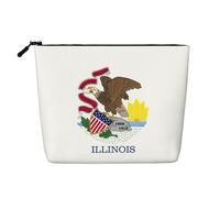 YANYU Illinois State Flag Print Single-layer Makeup Bag Waterproof Travel Cosmetic Organizer Large Capacity, Black, One Size