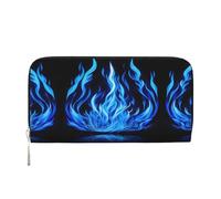 YANYU Indigo Flame print Print Leather Hand Wallet Clutch for Women Casual and Travel Use All Occasions Wallet, Black, One Size, Art