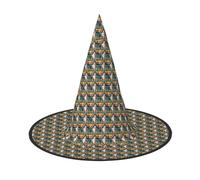 YANYU Lisbon Tram Print Carnival Unisex Costume Halloween Witch Hat For Parties Masquerades Role-Playing