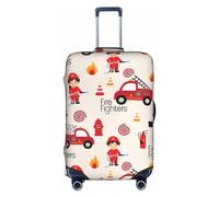 Yanyu Little Boys and Girls in FireFighters Print Universal Suitcase Cover Elastic Washable Travel Luggage Protector Adult Luggage, White, S