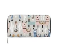 YANYU Llama Cactus Print Leather Hand Wallet Clutch for Women Casual and Travel Use All Occasions Wallet, Black, One Size, Art