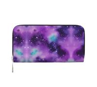 YANYU Magic Galaxy Sky Purple Print Leather Hand Wallet Clutch for Women Casual and Travel Use All Occasions Wallet, Black, One Size, Art