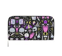 YANYU Magic Witch Witchcraft Bohemian Drawing Print Leather Hand Wallet Clutch for Women Casual and Travel Use All Occasions Wallet, Black, One Size, Art
