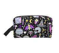YANYU Magic Witch Witchcraft Bohemian Drawing Print Travel Toiletry Bag Zippered Storage Bags with Handles Portable Cosmetic Organizer, White, One Size