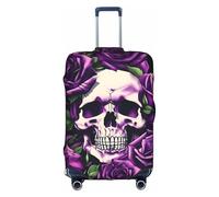 Yanyu many Purple Rose Skull Print Universal Suitcase Cover Elastic Washable Travel Luggage Protector Adult Luggage, White, M