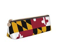 YANYU Maryland State Flag Print Functional Pencil Case Large Capacity 8.3 x 2.2 x 2.4In Triangle Pouch with Zipper, White, One Size