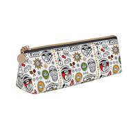 YANYU mexican salsa symbols Print Functional Pencil Case Large Capacity 8.3 x 2.2 x 2.4In Triangle Pouch with Zipper
