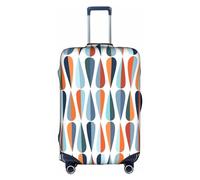 Yanyu Mid Century Modern Retro with Drop Shapes Print Universal Suitcase Cover Elastic Washable Travel Luggage Protector Adult Luggage, White, XL