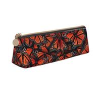 YANYU Monarch butterflies Print Functional Pencil Case Large Capacity 8.3 x 2.2 x 2.4In Triangle Pouch with Zipper