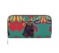 YANYU Moose Print Leather Hand Wallet Clutch for Women Casual and Travel Use All Occasions Wallet, Black, One Size, Art