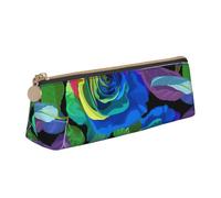 YANYU Multicolored Roses Print Functional Pencil Case Large Capacity 8.3 x 2.2 x 2.4In Triangle Pouch with Zipper