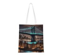 YANYU New York Manhattan Bridge Night Print Lightweight Bag Reusable Travel Bags Stylish Comfort Gym Shopping Ample Storage