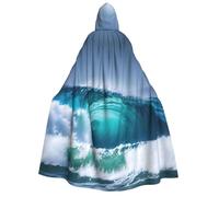 YANYU Ocean Wave Print Hooded Unisex Adult Cloak Halloween Christmas Carnival Theme Parties Comfortable