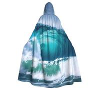 YANYU Ocean Wave Print Unisex Adult Halloween Hooded Cloak Full Length Cloaks With Vibrant For Cosplay