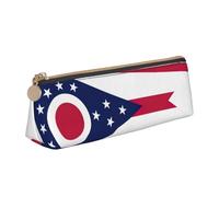 YANYU Ohio State Flag Print Functional Pencil Case Large Capacity 8.3 x 2.2 x 2.4In Triangle Pouch with Zipper