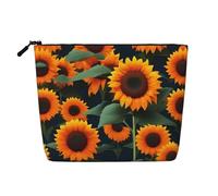 YANYU Orange Sunflower Print Single-layer Makeup Bag Waterproof Travel Cosmetic Organizer Large Capacity, Black, One Size