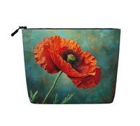 YANYU poppy flower Print Single-layer Makeup Bag Waterproof Travel Cosmetic Organizer Large Capacity, Black, One Size