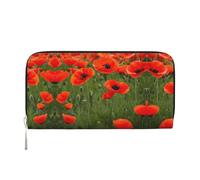YANYU Poppy Flowers Petals Print Leather Hand Wallet Clutch for Women Casual and Travel Use All Occasions Wallet, Black, One Size, Art
