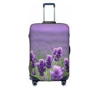 Yanyu Purple Lavender Colored Flowers Print Universal Suitcase Cover Elastic Washable Travel Luggage Protector Adult Luggage, White, M