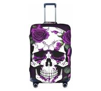 Yanyu Purple Rose skeleton Print Universal Suitcase Cover Elastic Washable Travel Luggage Protector Adult Luggage, White, M