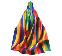 YANYU Rainbow Color Stripe Print Unisex Adult Halloween Hooded Cloak Full Length Cloaks With Vibrant For Cosplay