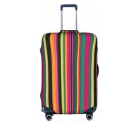 Yanyu Rainbow Colored Striped Print Universal Suitcase Cover Elastic Washable Travel Luggage Protector Adult Luggage, White, M