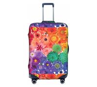 Yanyu Rainbow Flowers Print Universal Suitcase Cover Elastic Washable Travel Luggage Protector Adult Luggage, White, S