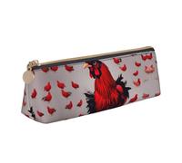 YANYU Red Chicken Print Functional Pencil Case Large Capacity 8.3 x 2.2 x 2.4In Triangle Pouch with Zipper