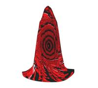 YANYU Red Flower Vortex Spiral Print Unisex Hooded Cloak Variety Sizes For Halloween Cosplay Themed Parties Carnival