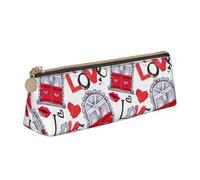 YANYU Red Heart Lips and Love Print Functional Pencil Case Large Capacity 8.3 x 2.2 x 2.4In Triangle Pouch with Zipper, White, One Size