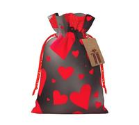 YANYU Red Hearts Fireworks Printing Christmas Drawstring Gift Bag Festive Present Bag Decoration Bags Xmas Party