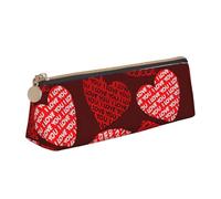 YANYU Red Hearts Print Functional Pencil Case Large Capacity 8.3 x 2.2 x 2.4In Triangle Pouch with Zipper, White, One Size