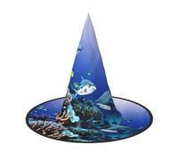 YANYU Shark Swimming Under The Sea Print Carnival Unisex Costume Halloween Witch Hat For Parties Masquerades Role-Playing