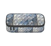 YANYU Silver fish scale Print Convenience Pencil Case 8.3 x 2 x 3.7 Inches style for Pens Pencils Small Items, Black, One Size