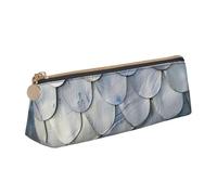 YANYU Silver fish scale Print Functional Pencil Case Large Capacity 8.3 x 2.2 x 2.4In Triangle Pouch with Zipper