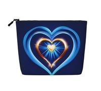 YANYU Sky blue heart Print Single-layer Makeup Bag Waterproof Travel Cosmetic Organizer Large Capacity, Black, One Size