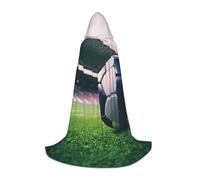 YANYU Soccer Ball Print Unisex Hooded Cloak Variety Sizes For Halloween Cosplay Themed Parties Carnival, Black, Large