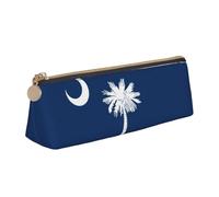 YANYU South Carolina Flag Print Functional Pencil Case Large Capacity 8.3 x 2.2 x 2.4In Triangle Pouch with Zipper, White, One Size