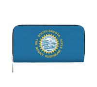 YANYU South Dakota Flag Print Leather Hand Wallet Clutch for Women Casual and Travel Use All Occasions Wallet, Black, One Size, Art