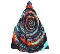 YANYU Space Spiral Cosmic Print Unisex Adult Halloween Hooded Cloak Full Length Cloaks With Vibrant For Cosplay